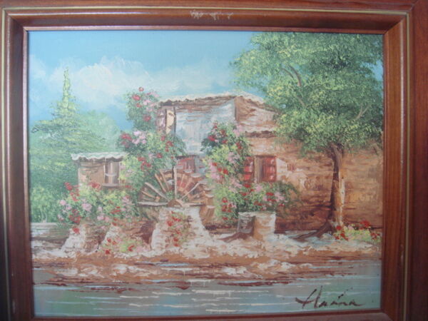 Tableau signé, moulin