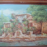 Tableau signé, moulin
