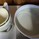 Antique toilet set Badonviller grenade ceramic geometric pattern
