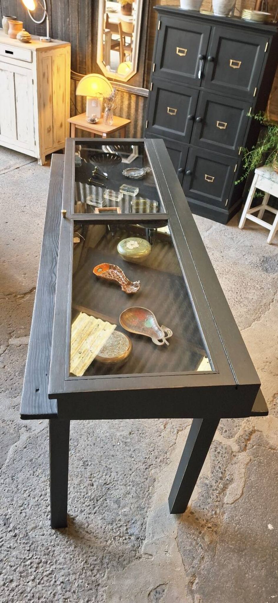 Antique display cabinet on legs
