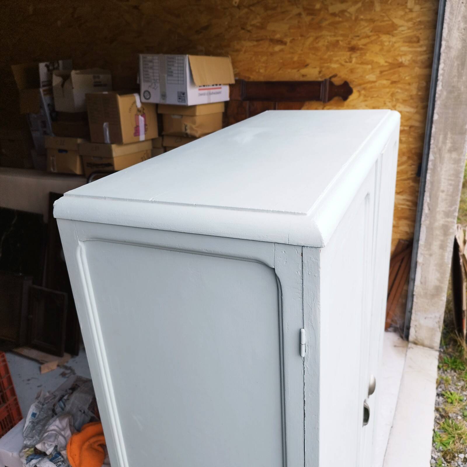 Vintage wardrobe boarding wood painted
