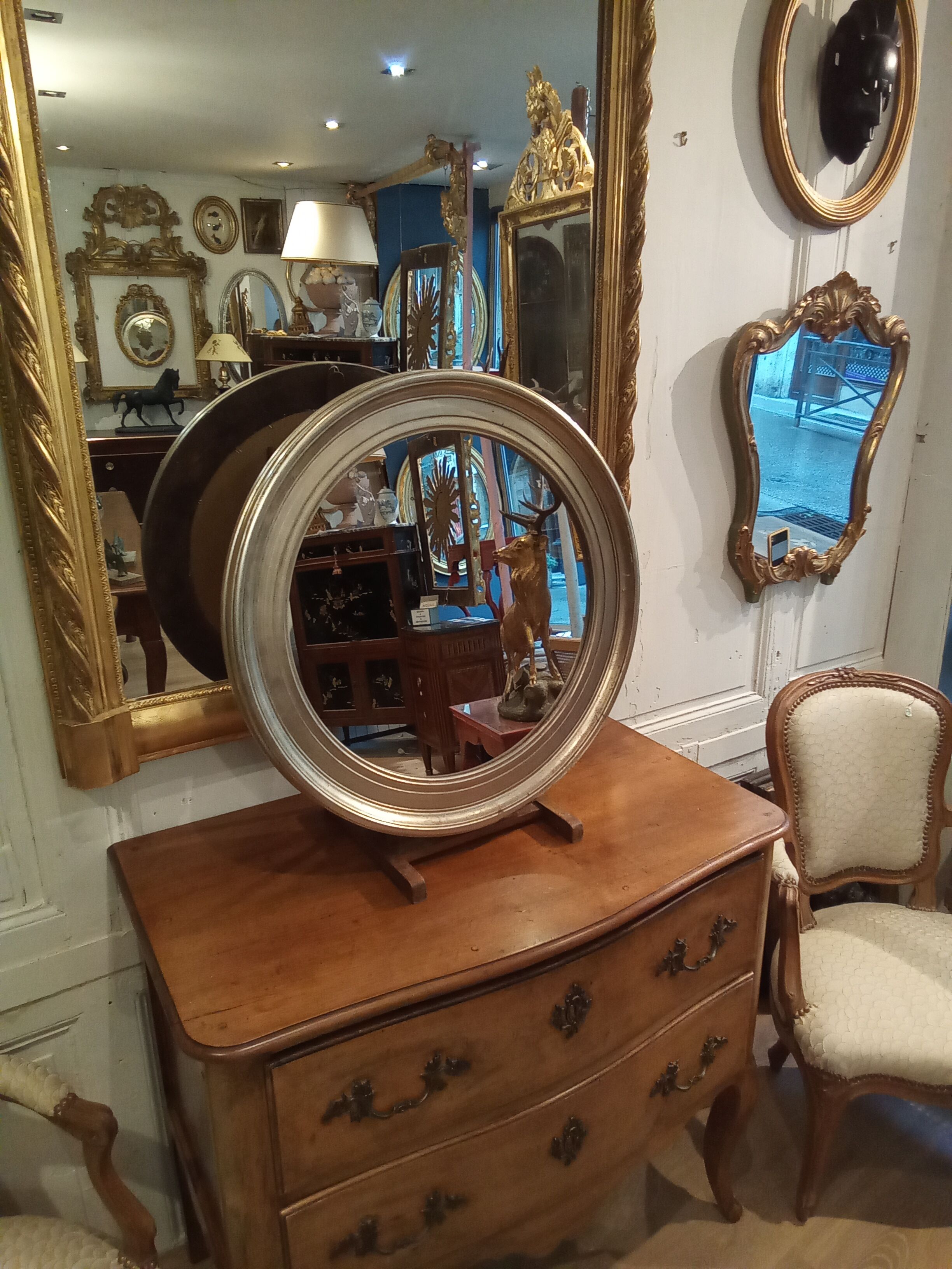 Silver round mirror 64cm