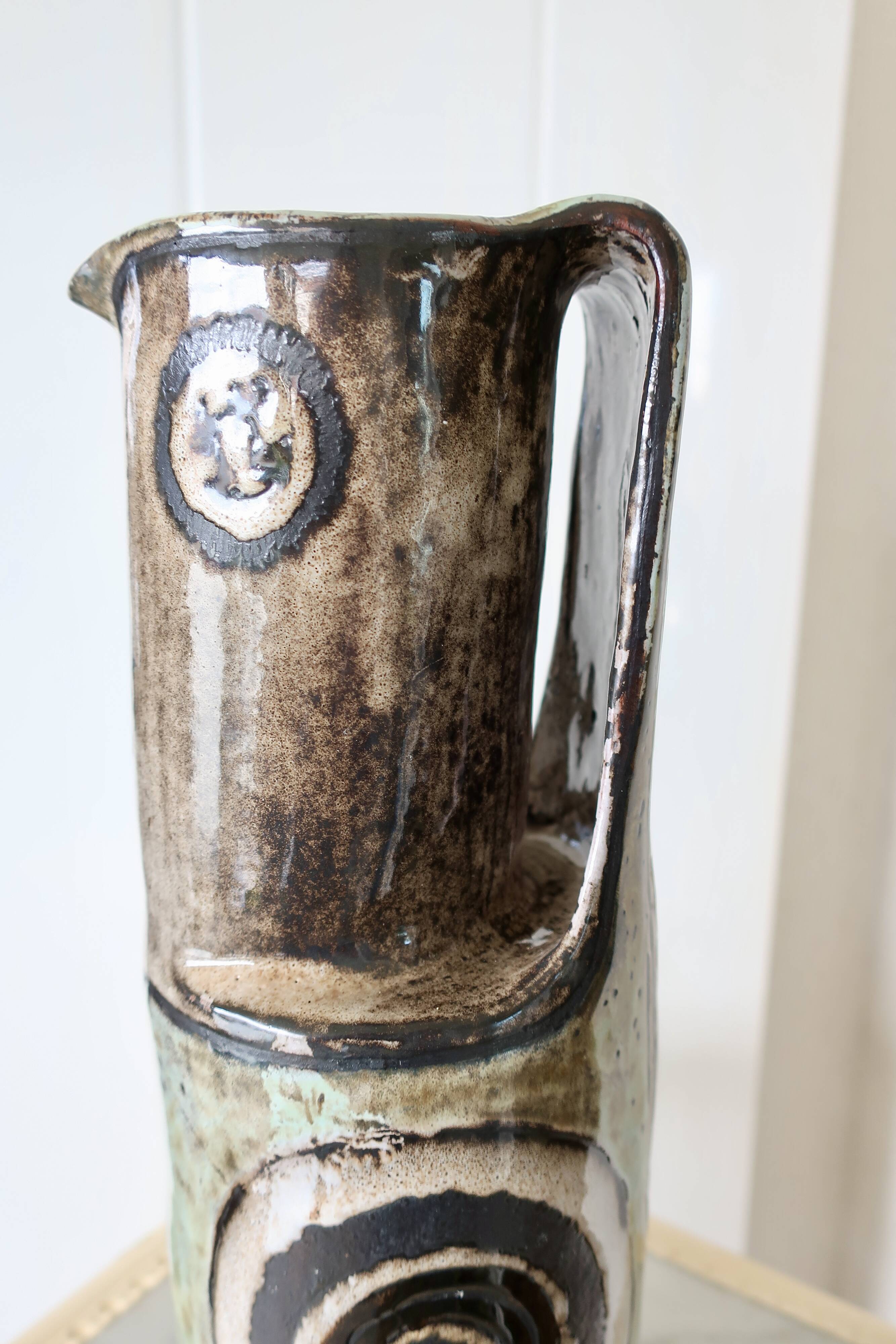 Paul Quéré & Ariane Mathieu Rare Zoomorphic Pitcher Signed, Dated, Numbered 3 out of 20