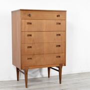 Midcentury Chest of Drawers / Tall Boy in Teak by Nathan. Vintage Modern / Retro / Danish Style / Sc