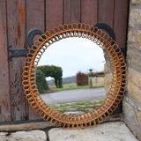 Italian rattan wall mirror, 1960s