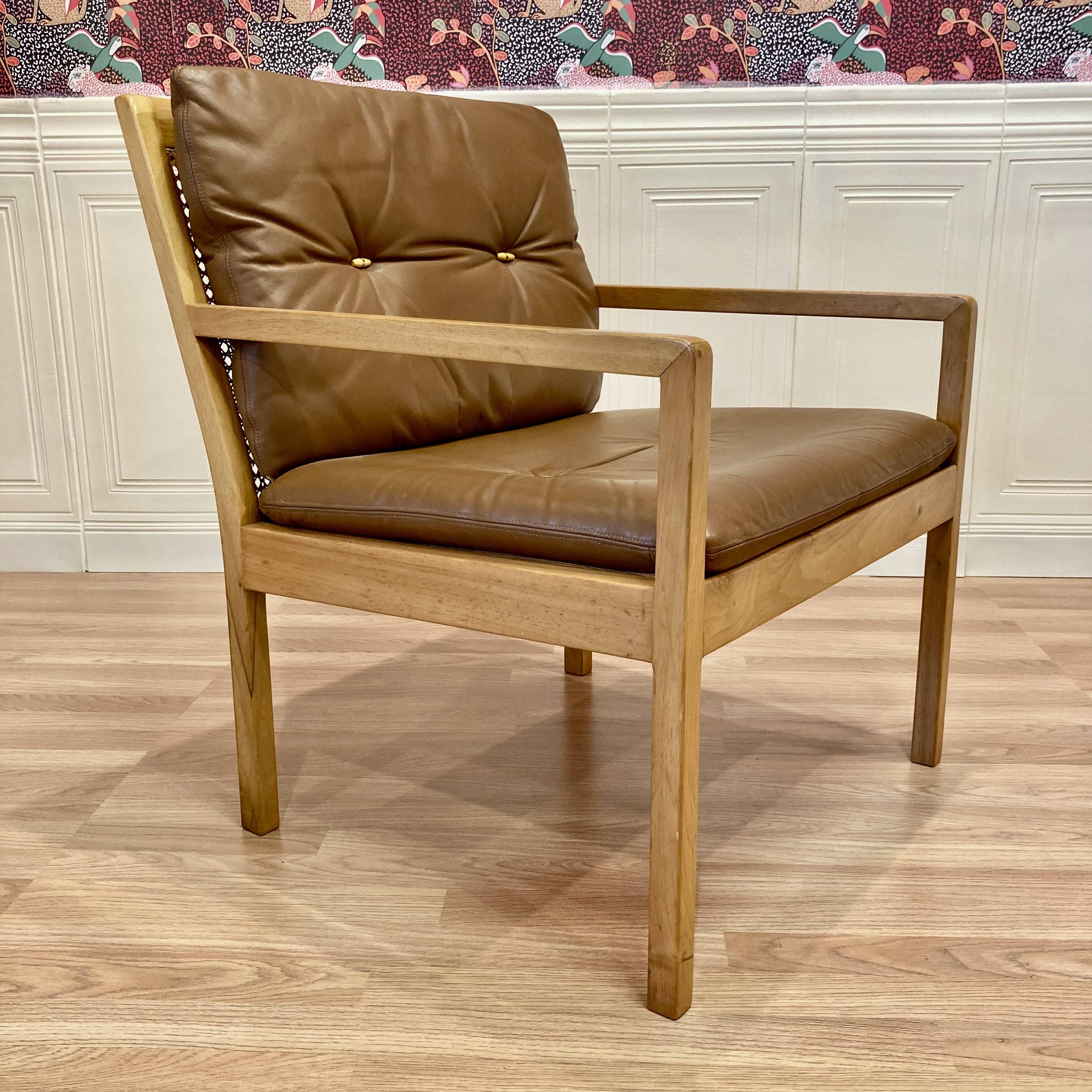 Scandinavian design leather armchair "Bernt Petersen" 1960.