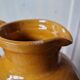 Antique glazed terracotta pitcher, brown semi-glazed jug, vase