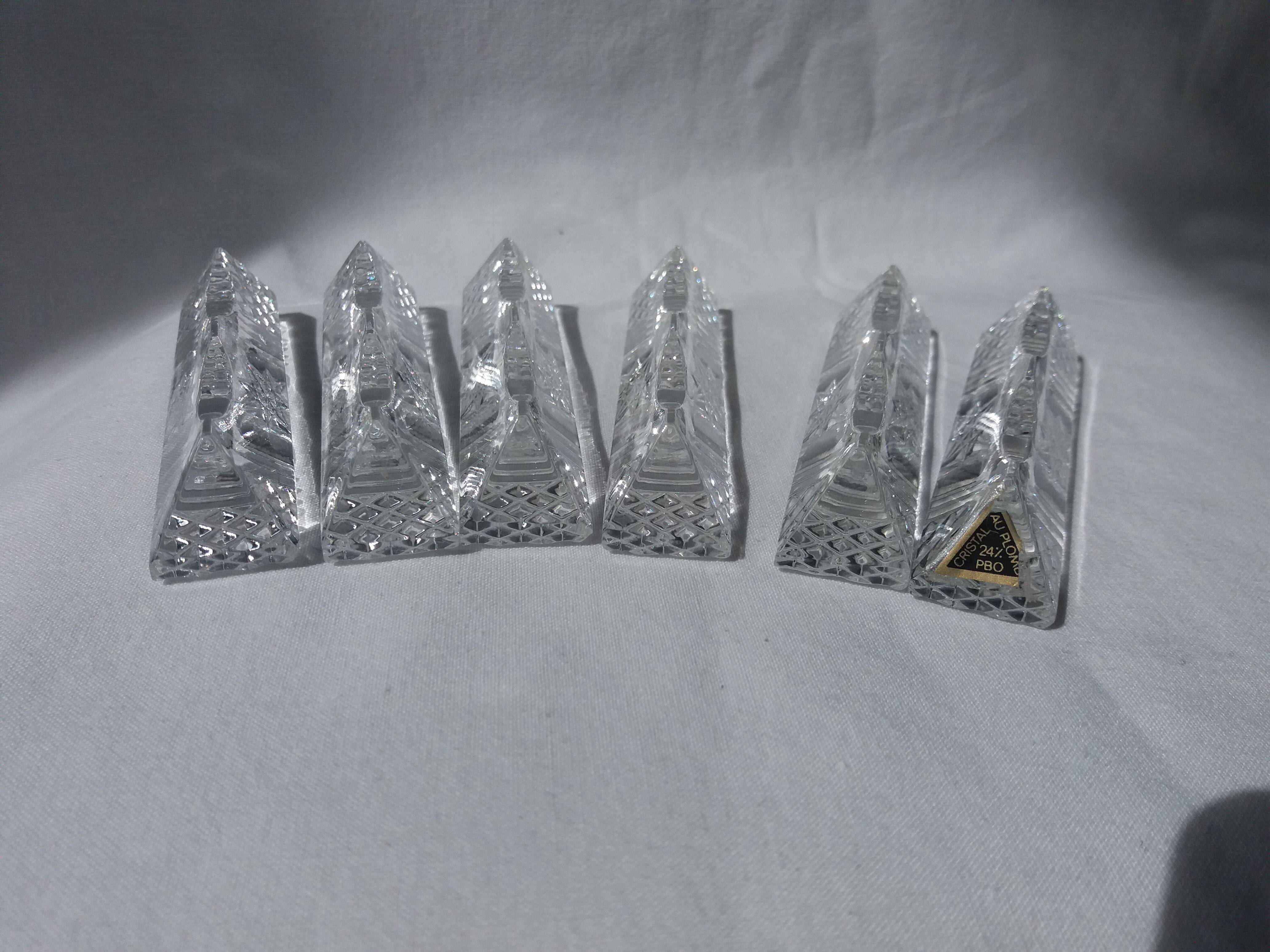 6 knife holders in cut crystal