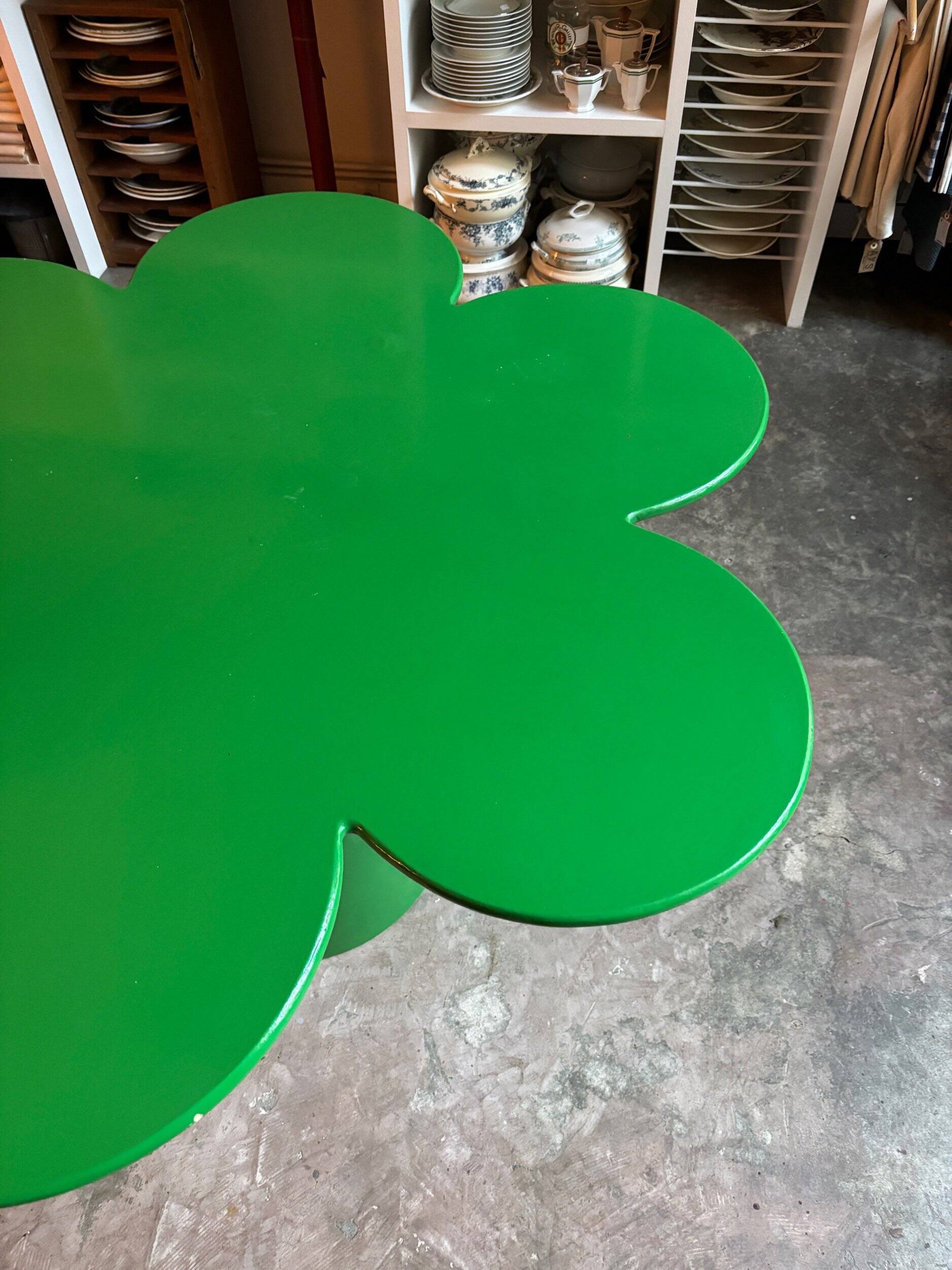 Tomotom table in wood and green metal by Bernard Holdaway, 1960