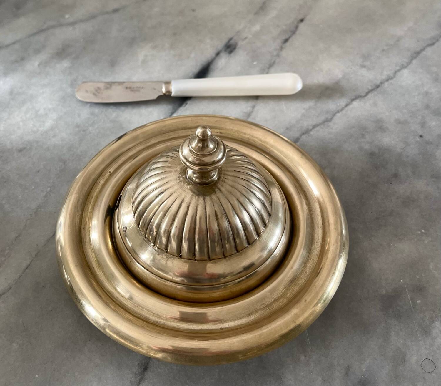 Brass butter dish