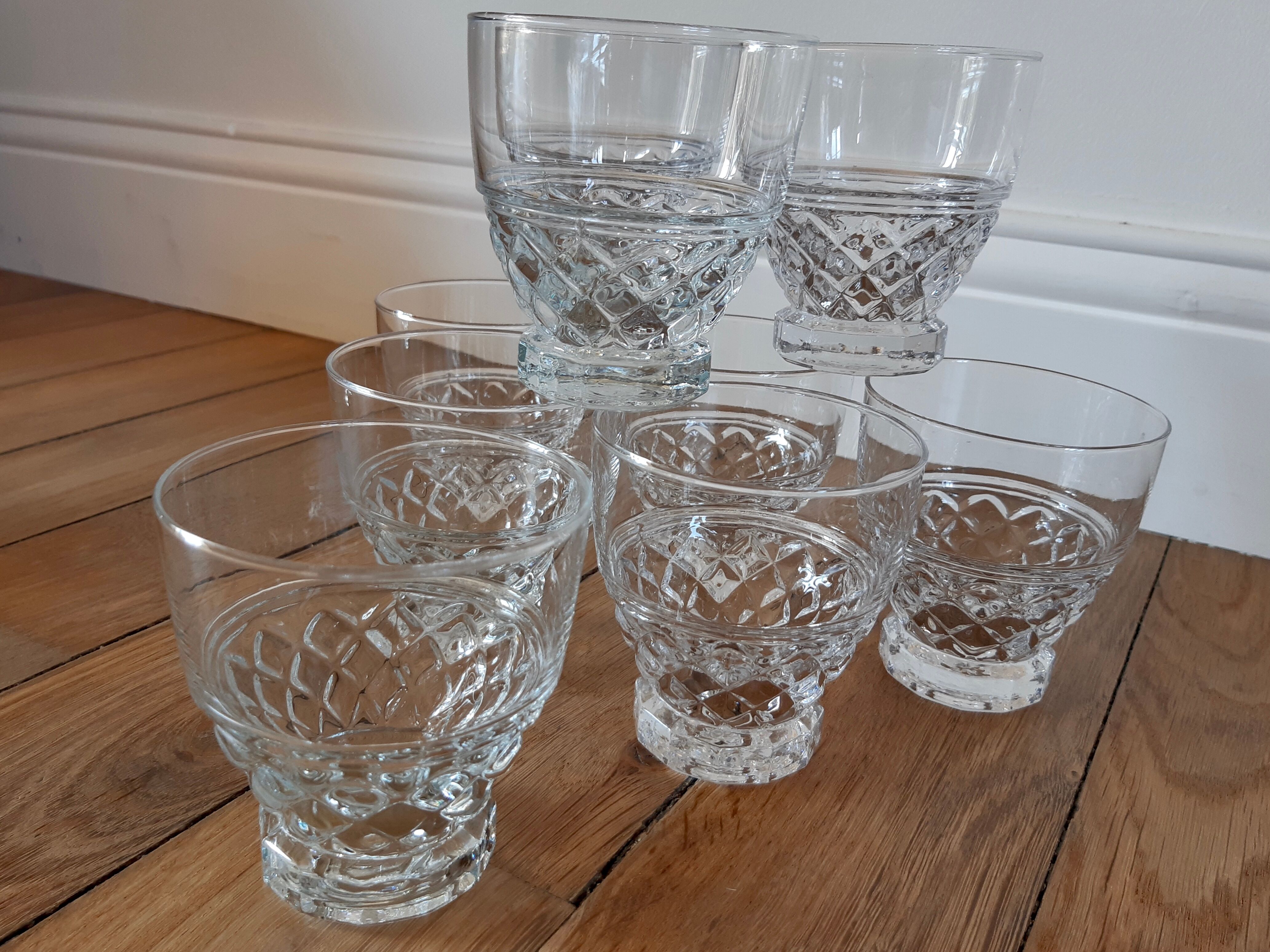 Lot of 10 wine glasses / crystal water 60s