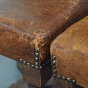 Set of 2 Wooden and Sheepskin Leather Dining Chairs from the Early 1900s