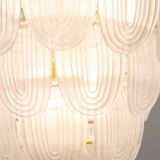 Translucent white Murano glass chandelier. Italy, contemporary work.
