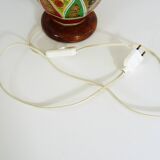 Ancient camel leather lamp and wooden base