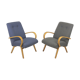 Set of 2  grey and blue lounge armchairs 1960s