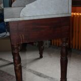 Table de toilette ancienne en bois et marbre