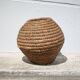 Old basket, burgundy straw and bramble, woven basket, interior decoration