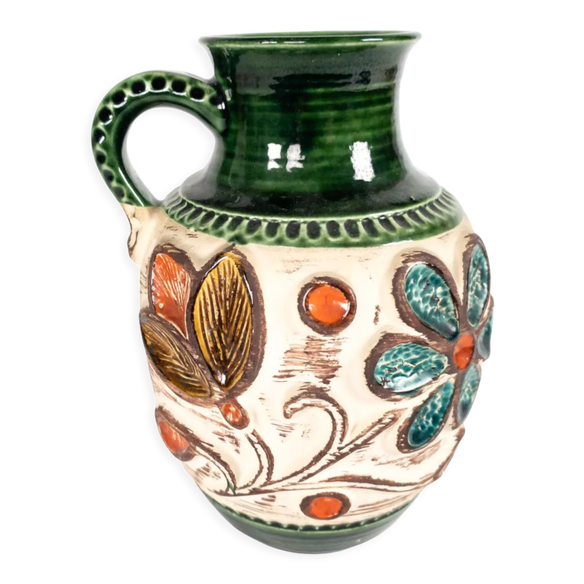 Vase Bay Keramik - modèle 95-25 - W-Allemagne - décor fleurs - 1970's