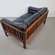 Mid-Century Modern Scandinavian Monte Carlo Sofa in Black Leather and Wood by Ingvar Stockum, 1965