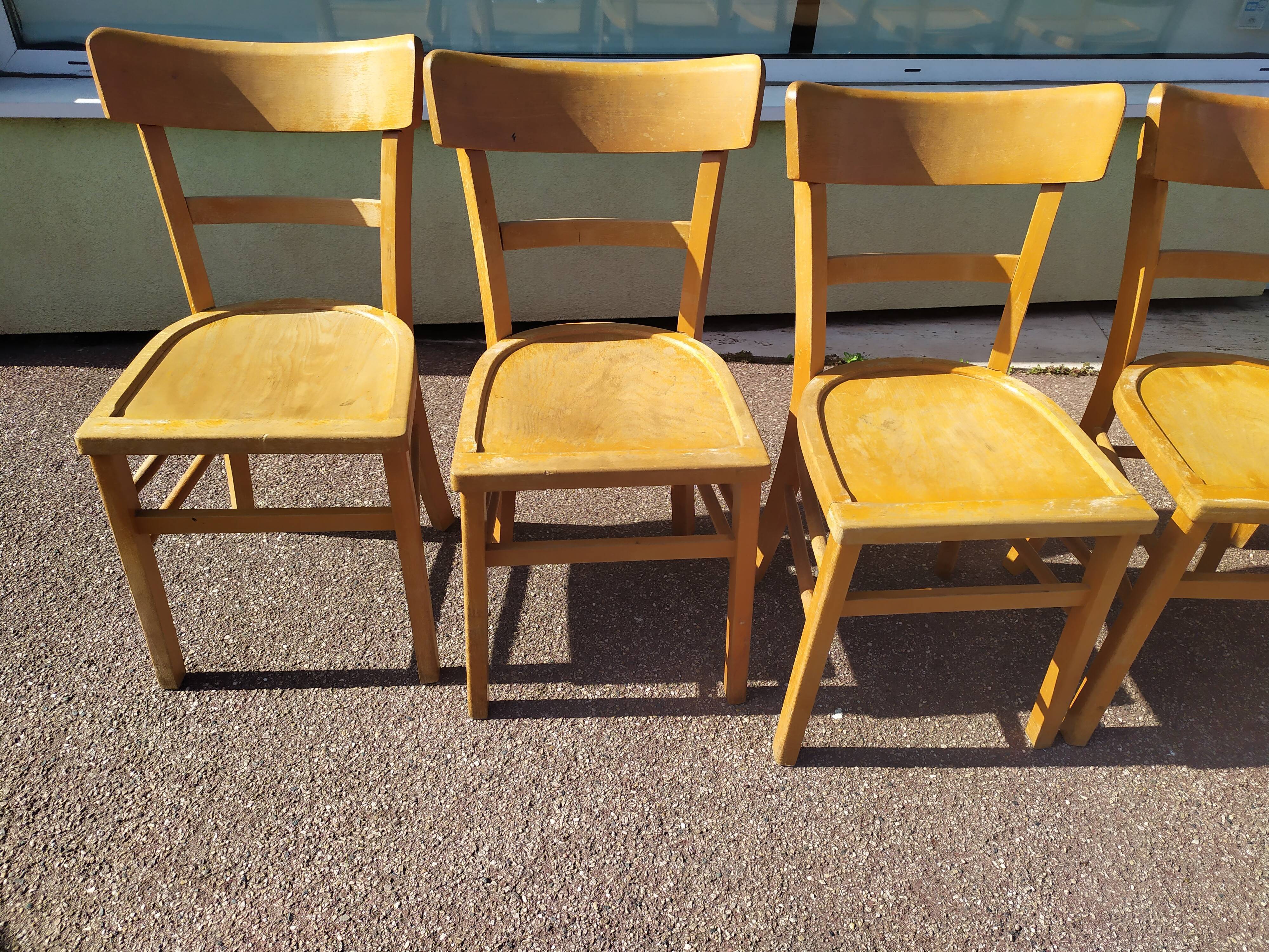 Set of 6 wooden bistro chairs 50/60s