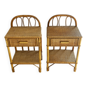 Paire de chevets vintage - osier