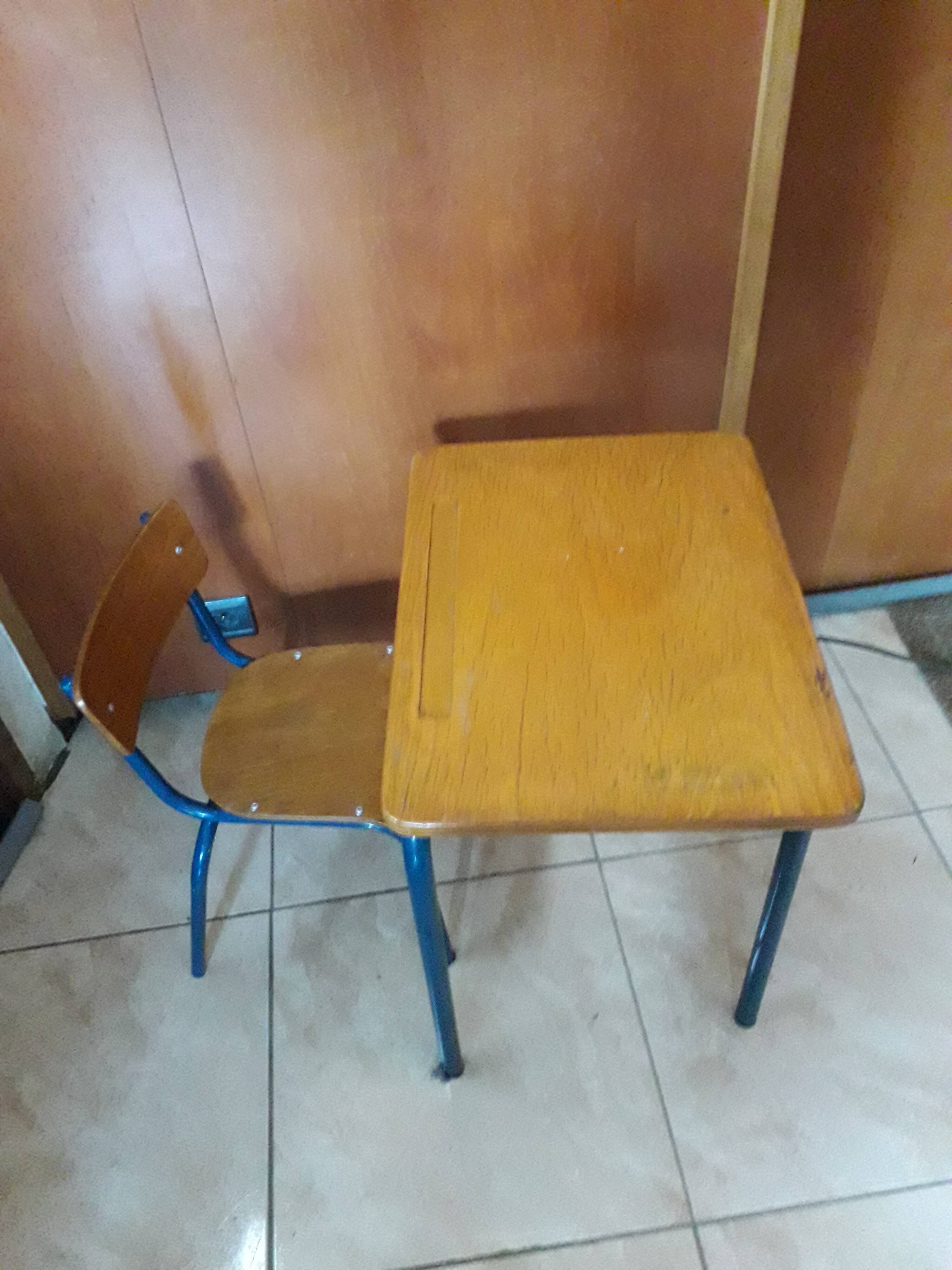 Desk desk desk table child school metal wood and vintage chair