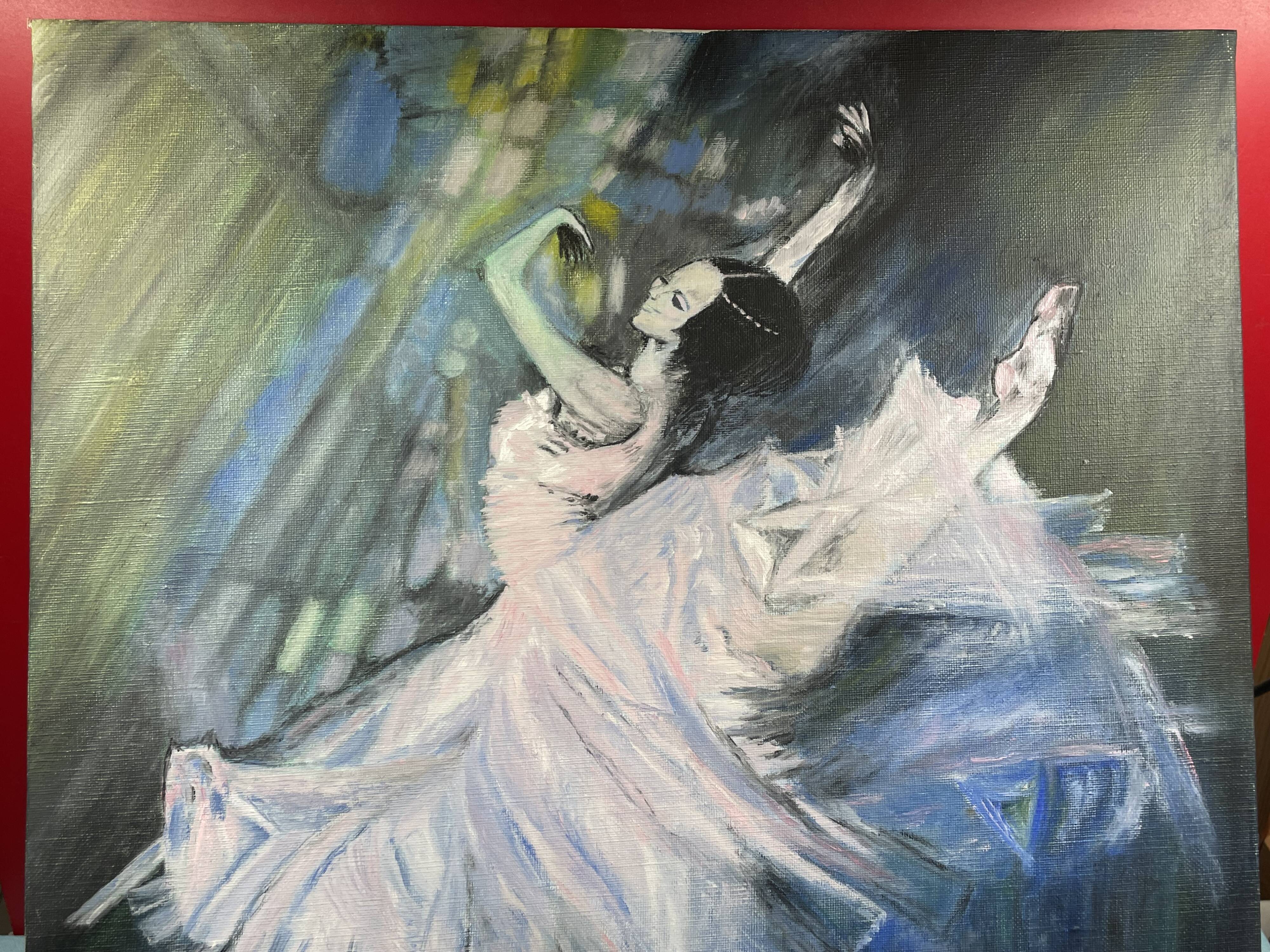 Acrylic Painting or Oil on canvas Dancer, little rat! signed Esseau