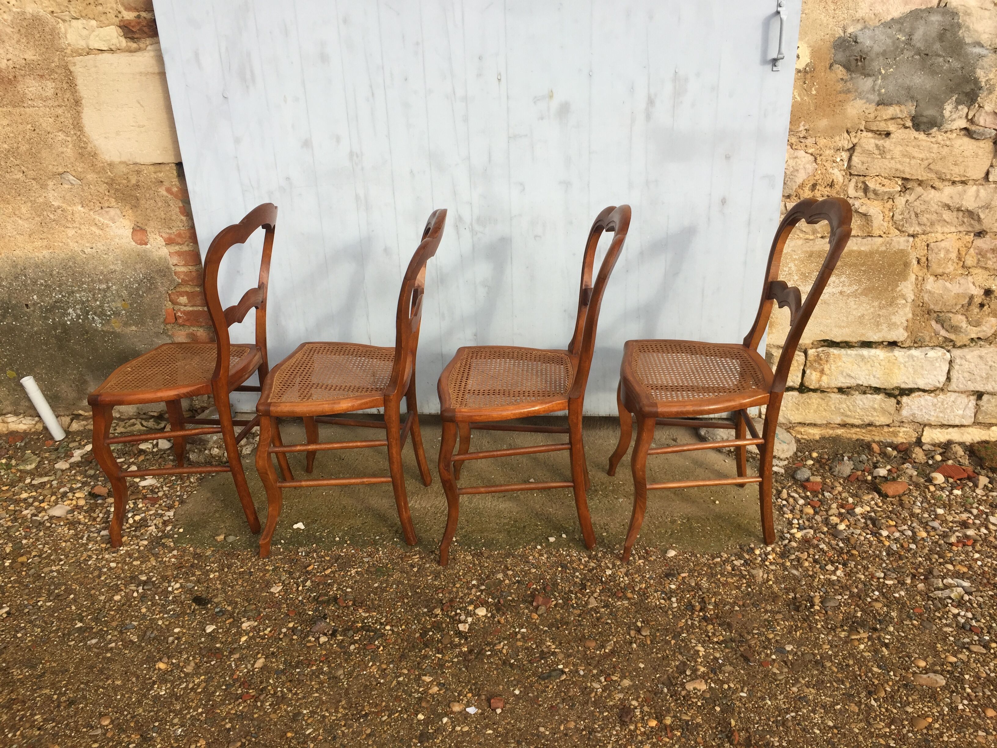 Set 4 chairs louis Philippe in caning