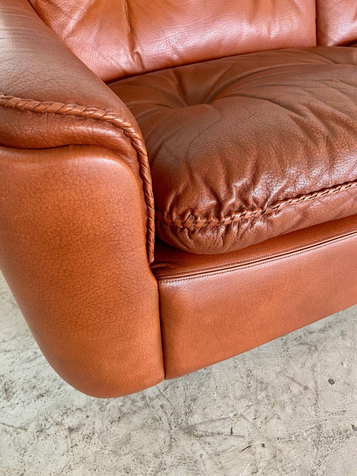 Canapé 2 places vintage danois en cuir cognac du milieu du siècle par Sigurd Resell