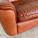 Canapé 2 places vintage danois en cuir cognac du milieu du siècle par Sigurd Resell