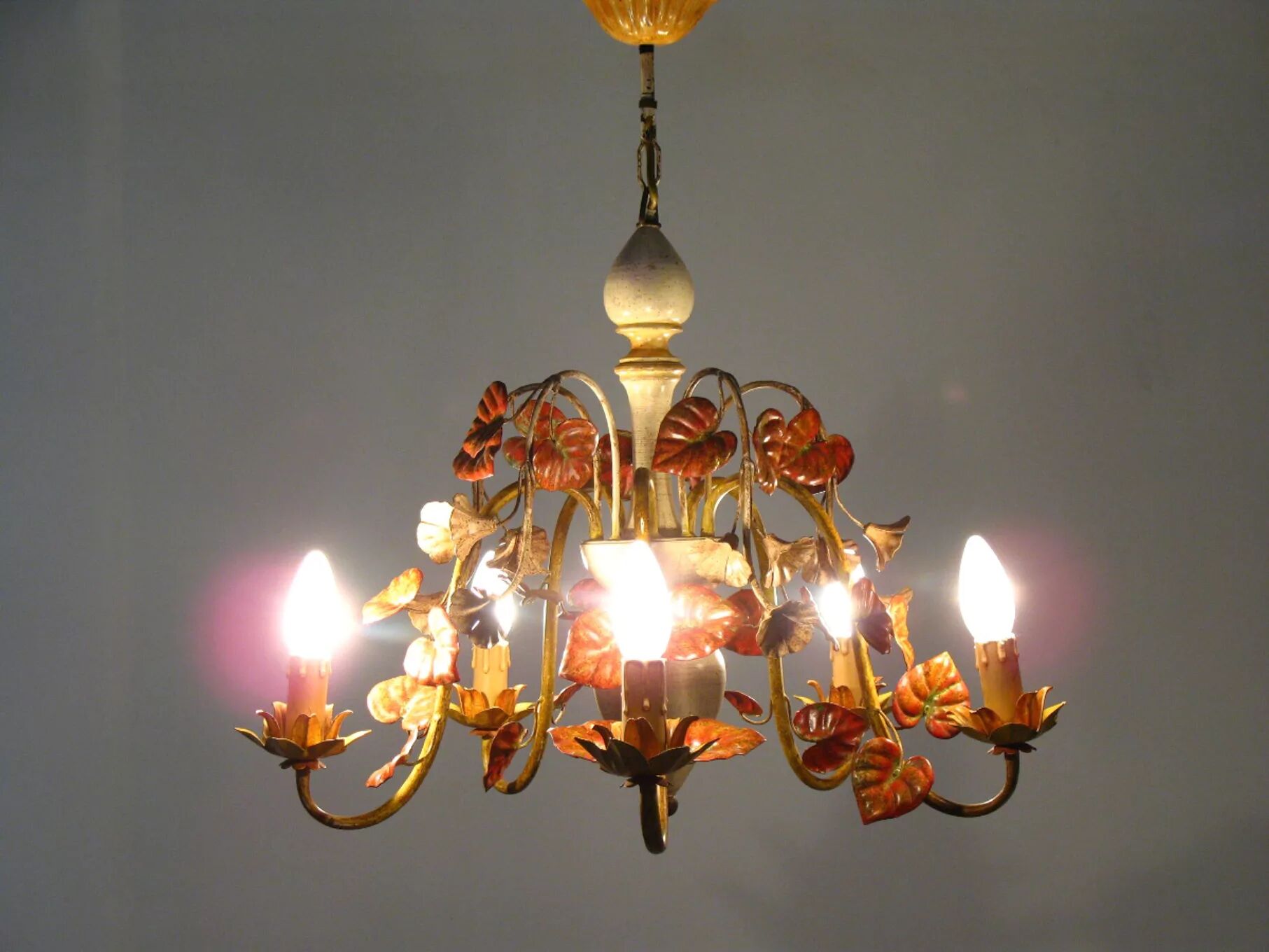 Lustre floral Hollywood Regency, années 1970