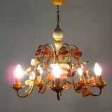 Lustre floral Hollywood Regency, années 1970