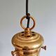 Large bulbous pendant light in white opaline and brass