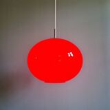 Large Space Age pendant light in red opaline, 1960s-70s