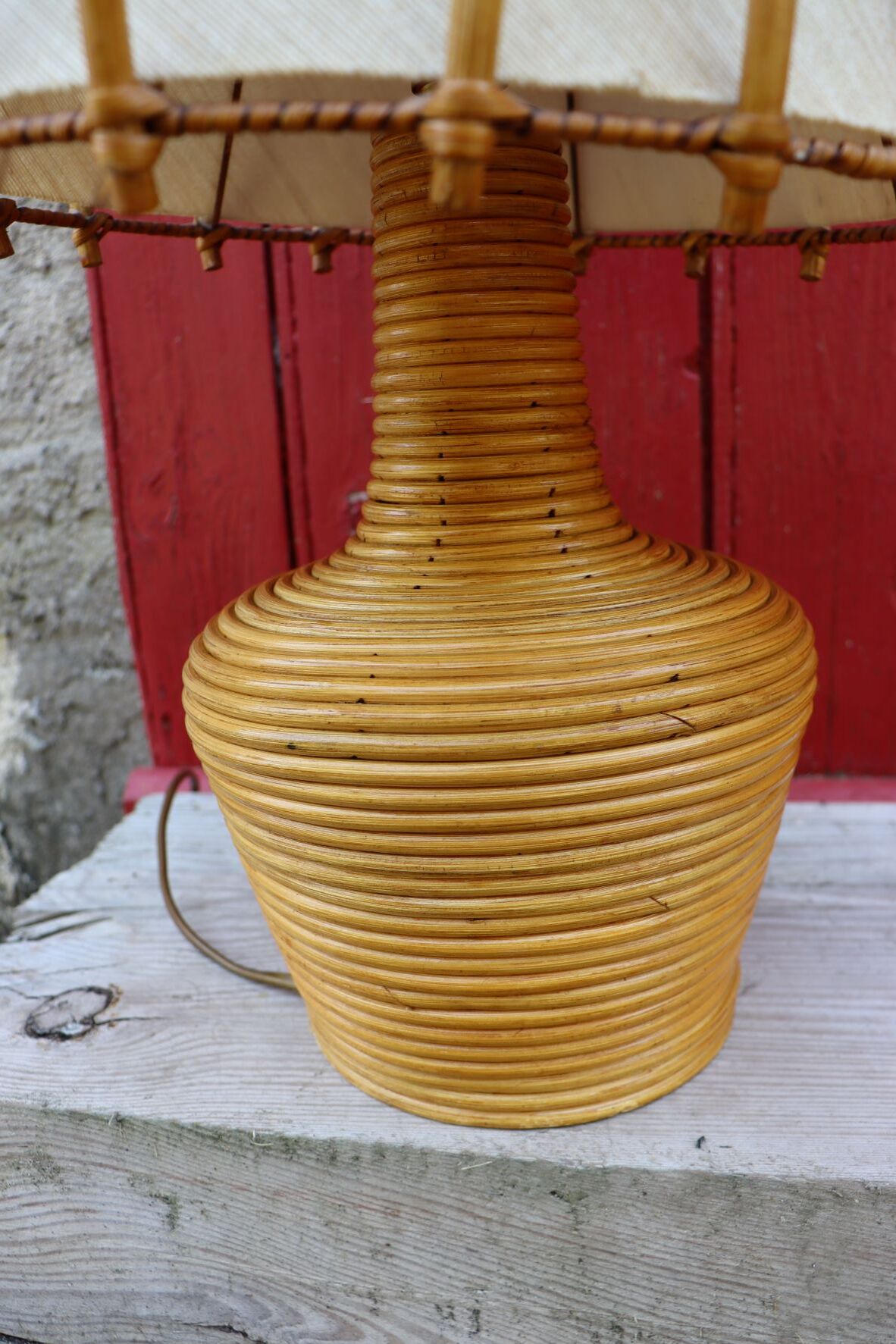 Rattan lamp Louis Sognot