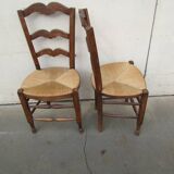 3 old straw chairs, in beech