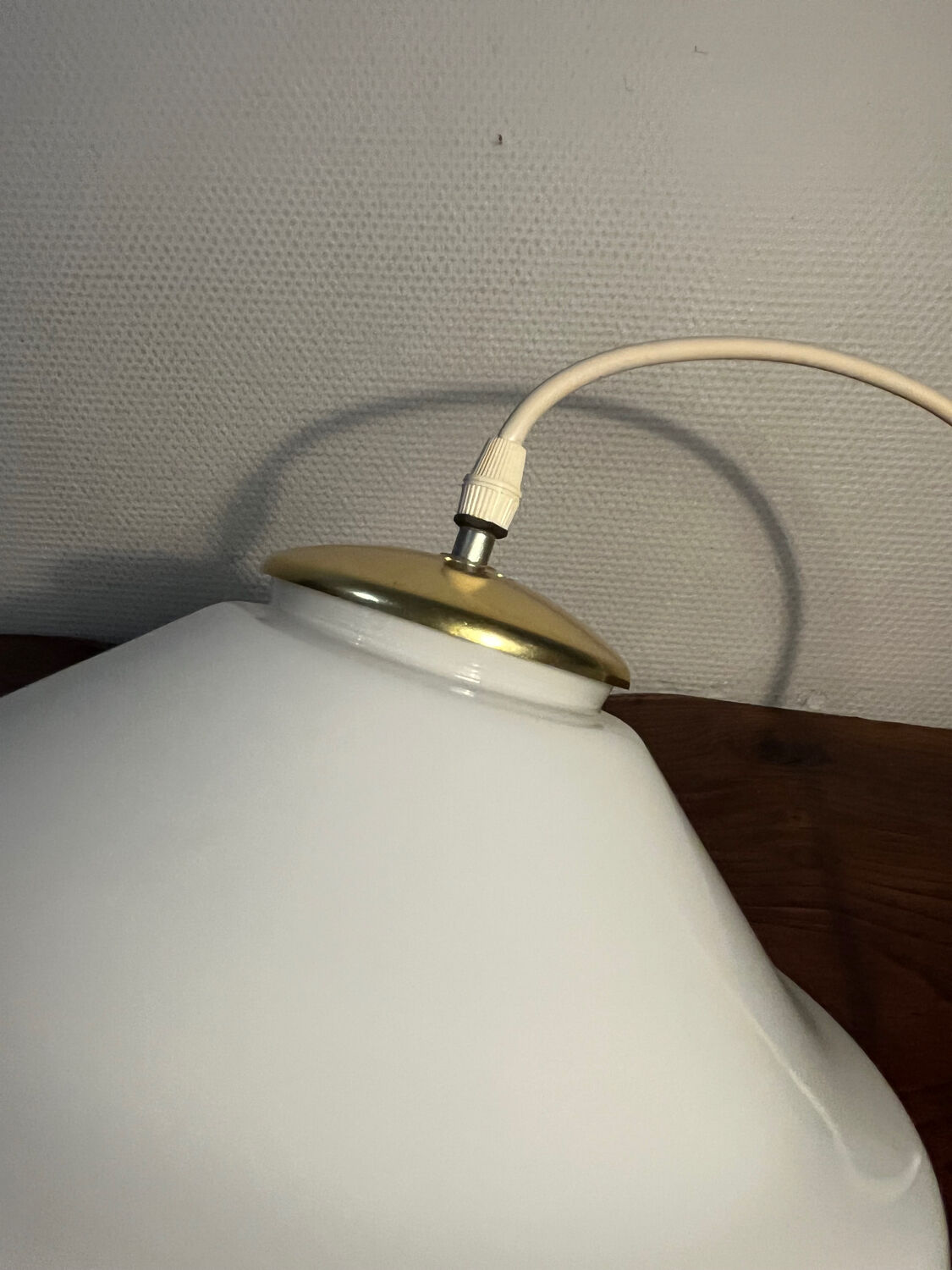 Pascot opaline globe pendant light, gold canopy