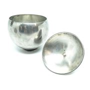 Mid-century modern sugar bowl, silver-plated brass, HEFRA, Poland, 1960s