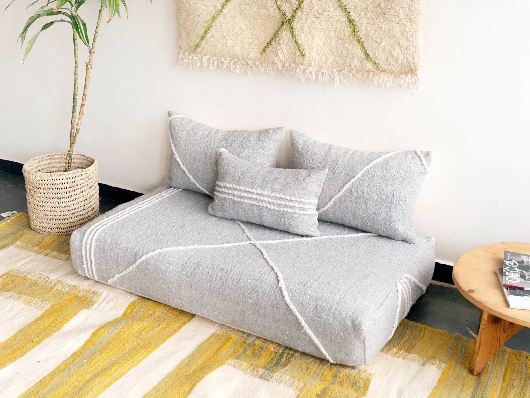 Light grey Moroccan floor sofa cover