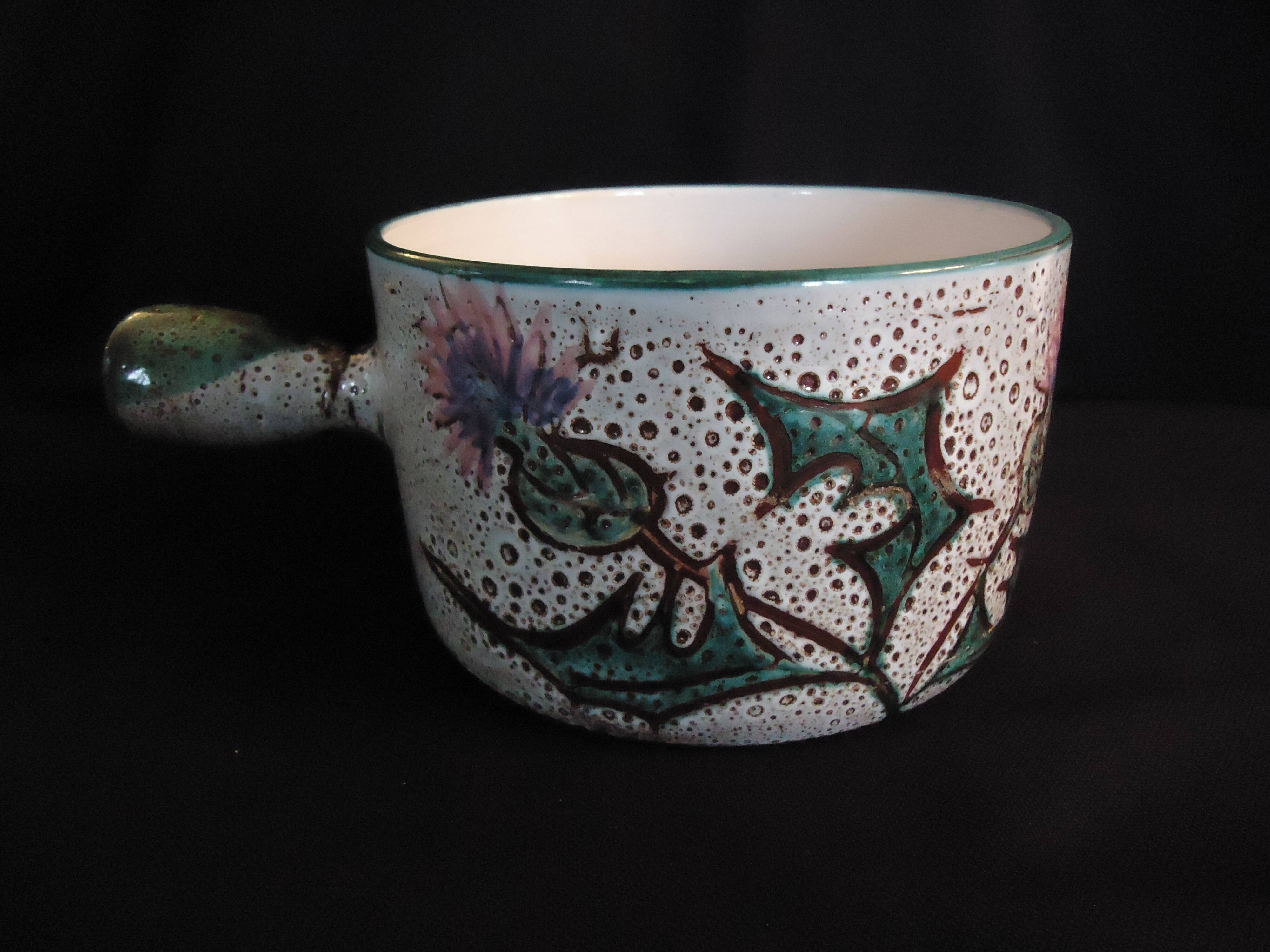 Vallauris frying pan with "Aux Chardons" motif, by Etienne Daniel