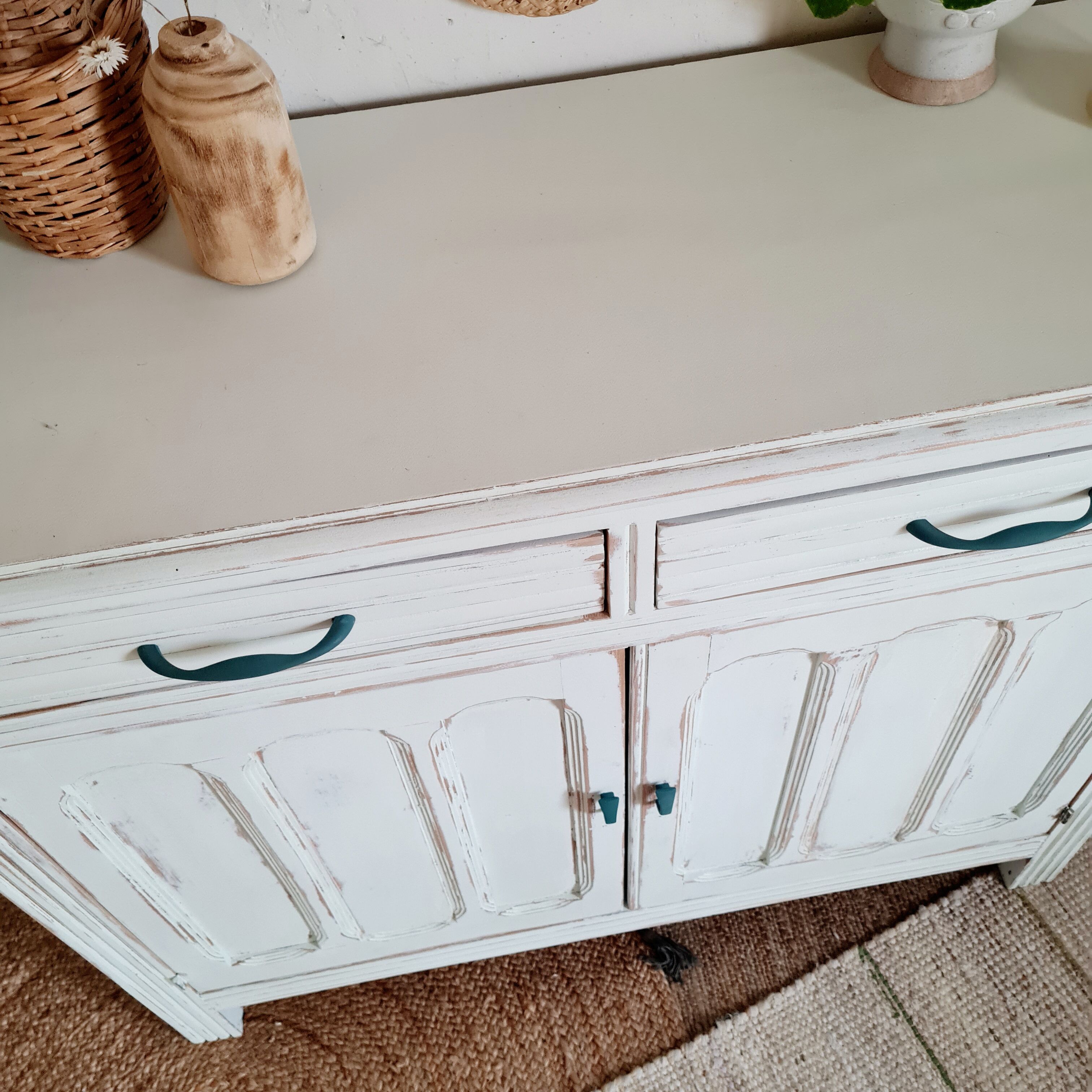 Parisian sideboard doors renovated pale green