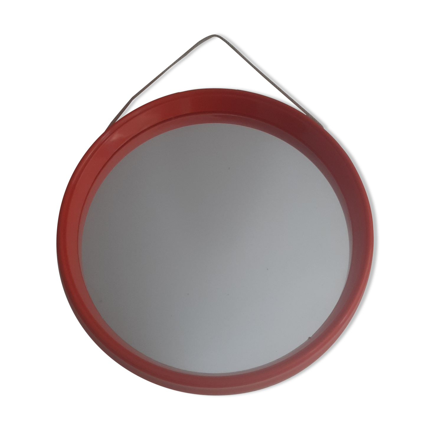 Vintage round mirror orange 60s 70s