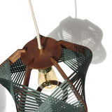 Lampe tissée verte foncée à suspendre