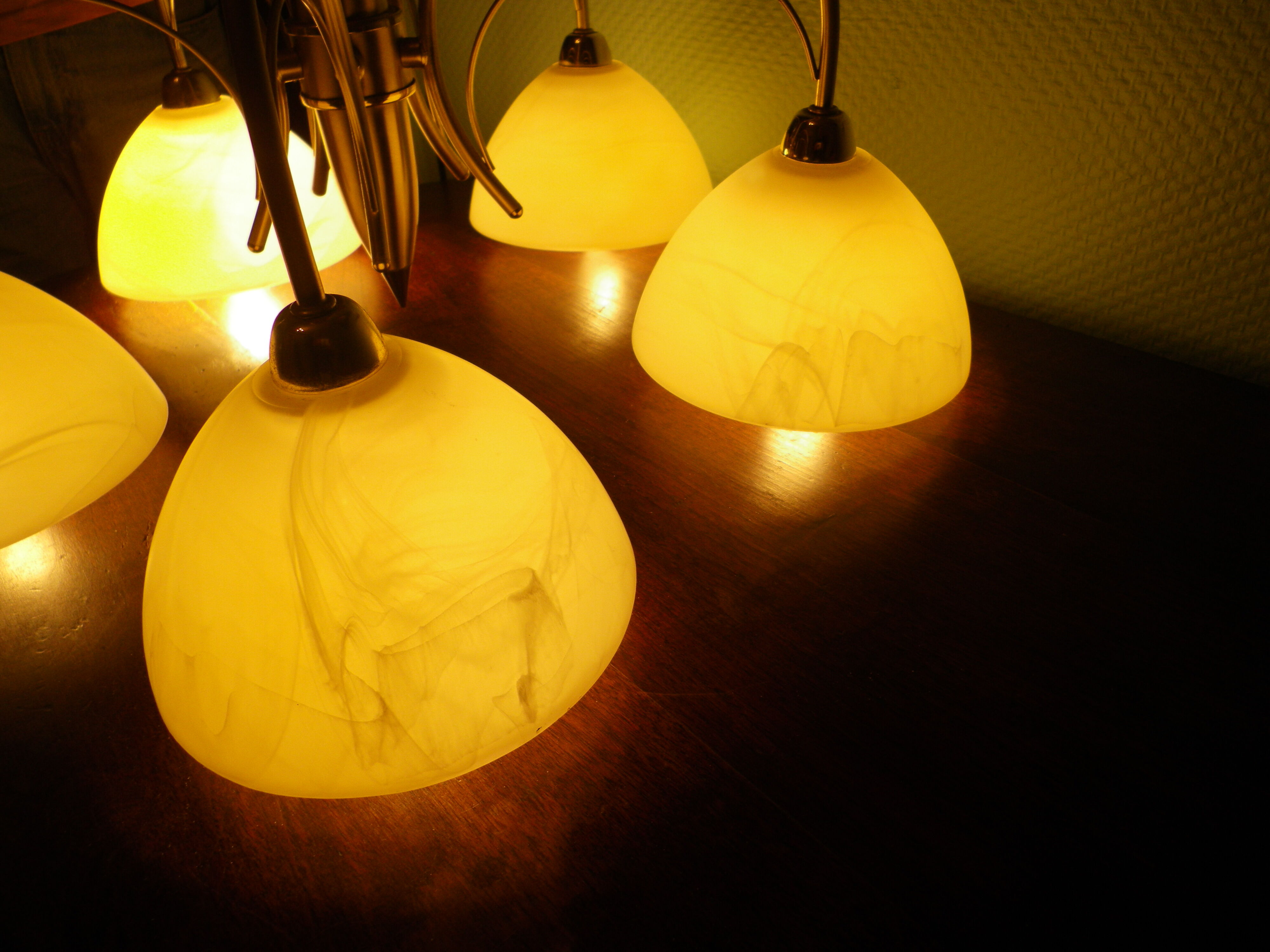 5-branched pendant light from the 70s, Honsel, Germany