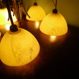 5-branched pendant light from the 70s, Honsel, Germany