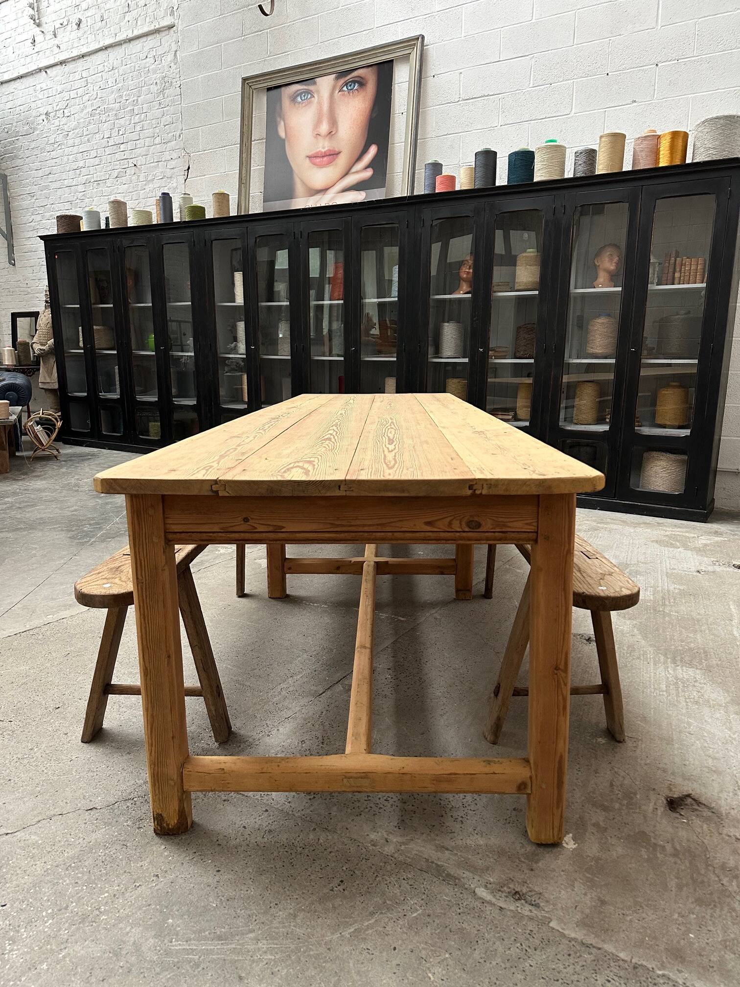 Large 20th century pine community table