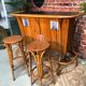 Vintage bamboo bar and stools