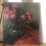 Oil painting on canvas HST signed. Bouquet of flowers, roses