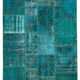 Handwoven oriental overdyed 171 cm x 244 cm turquoise patchwork rug