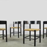 Fritz hansen / scandinavian papercord dining chairs (4) / mogens lassen / denmark 1960s